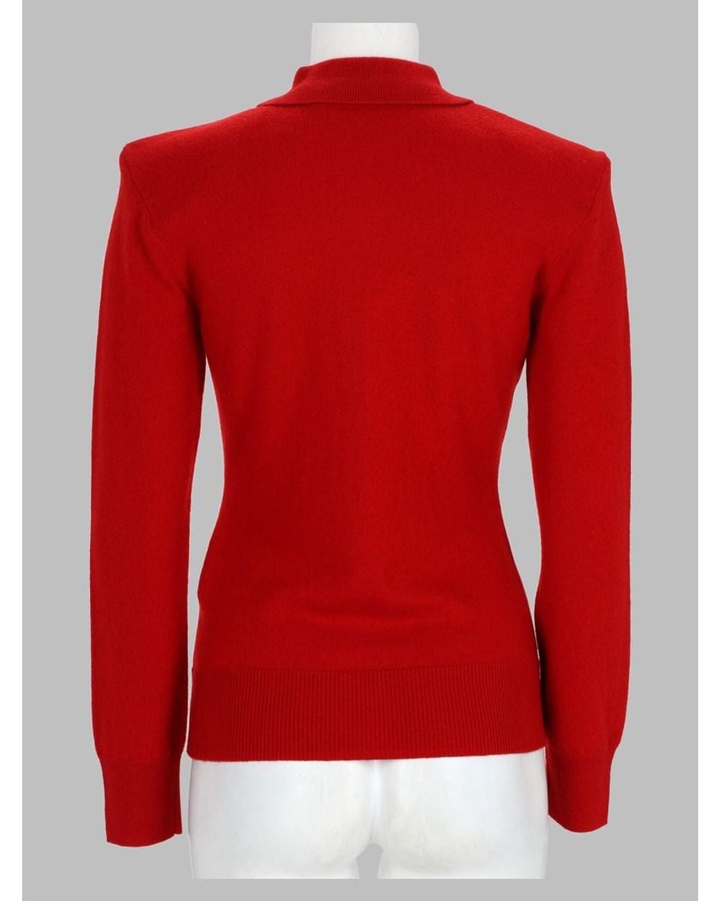 ROTATE BIRGER CHRISTENSEN Red Merino Wool Cashmere Polo Jumper Sweater