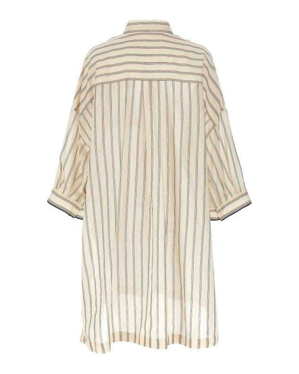 Brunello Cucinelli Natural Silk Blend Oversized Shirt