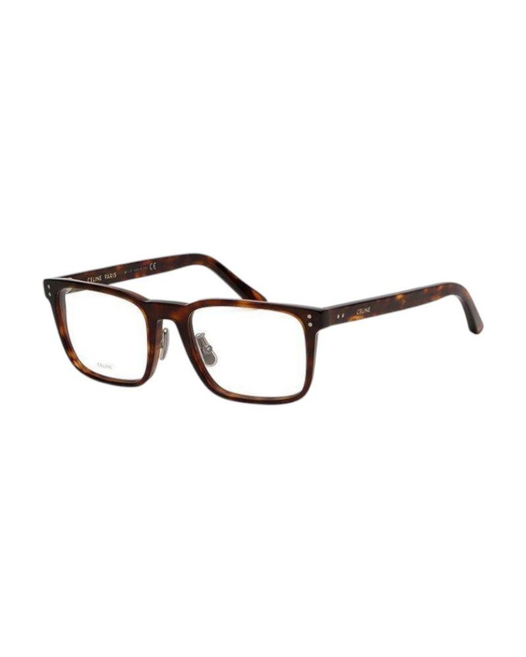 Céline Brown Eyeglasses Square Full Rim, Havana Frame And Clear Demo Lens Cl50030J054