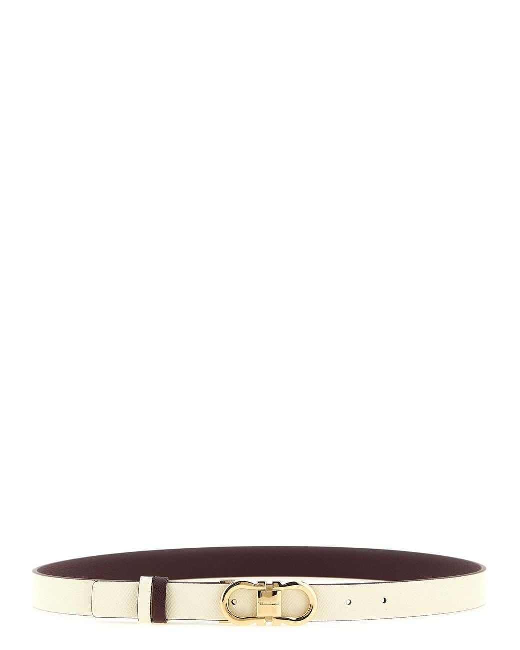 Ferragamo White Doppio Gancini Belt
