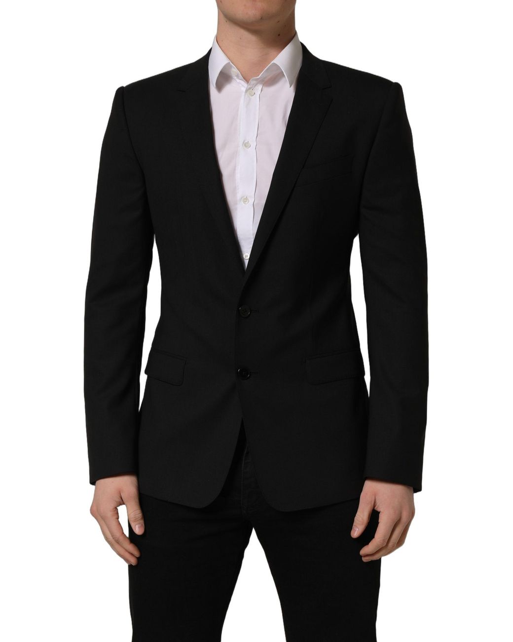 Dolce & Gabbana Black Wool Single Breasted Blazer Jacket Virgin Elastane Clothing for men