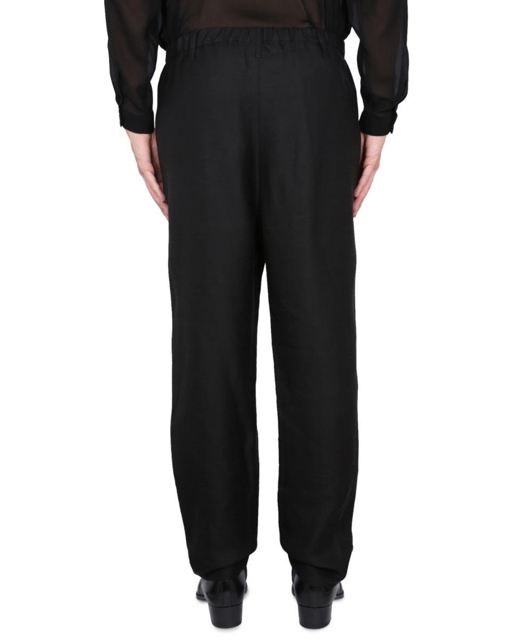 Saint Laurent Black High Waist Pants Viscose Trousers for men