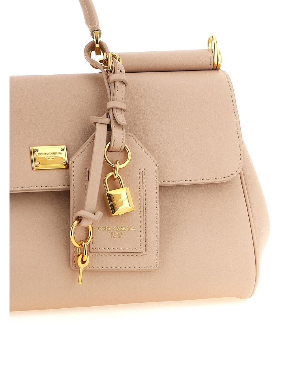 Dolce & Gabbana Natural Dolce & Gabbana Structured Leather Top Handle Bag