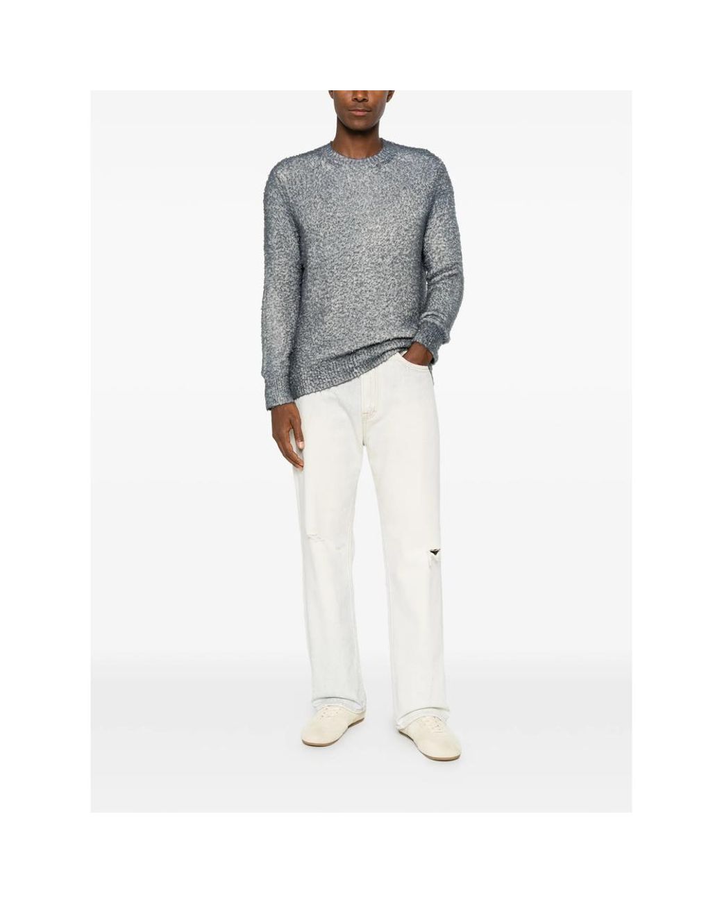 Avant Toi Gray Bouclé-Knit Crew-Neck Knitwear for men