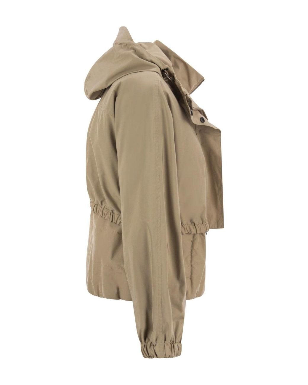 Brunello Cucinelli Multicolor Hazelnut Cropped Drawstring Jacket