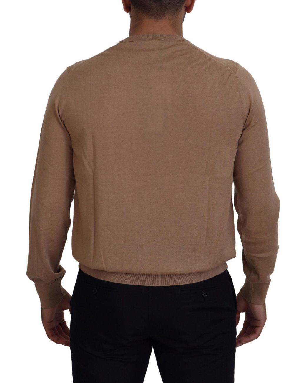 Dolce & Gabbana Brown Crew Neck Sweater Emblem for men