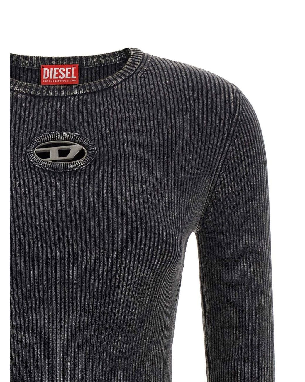 DIESEL Black Ribbed Cotton Mini Dress