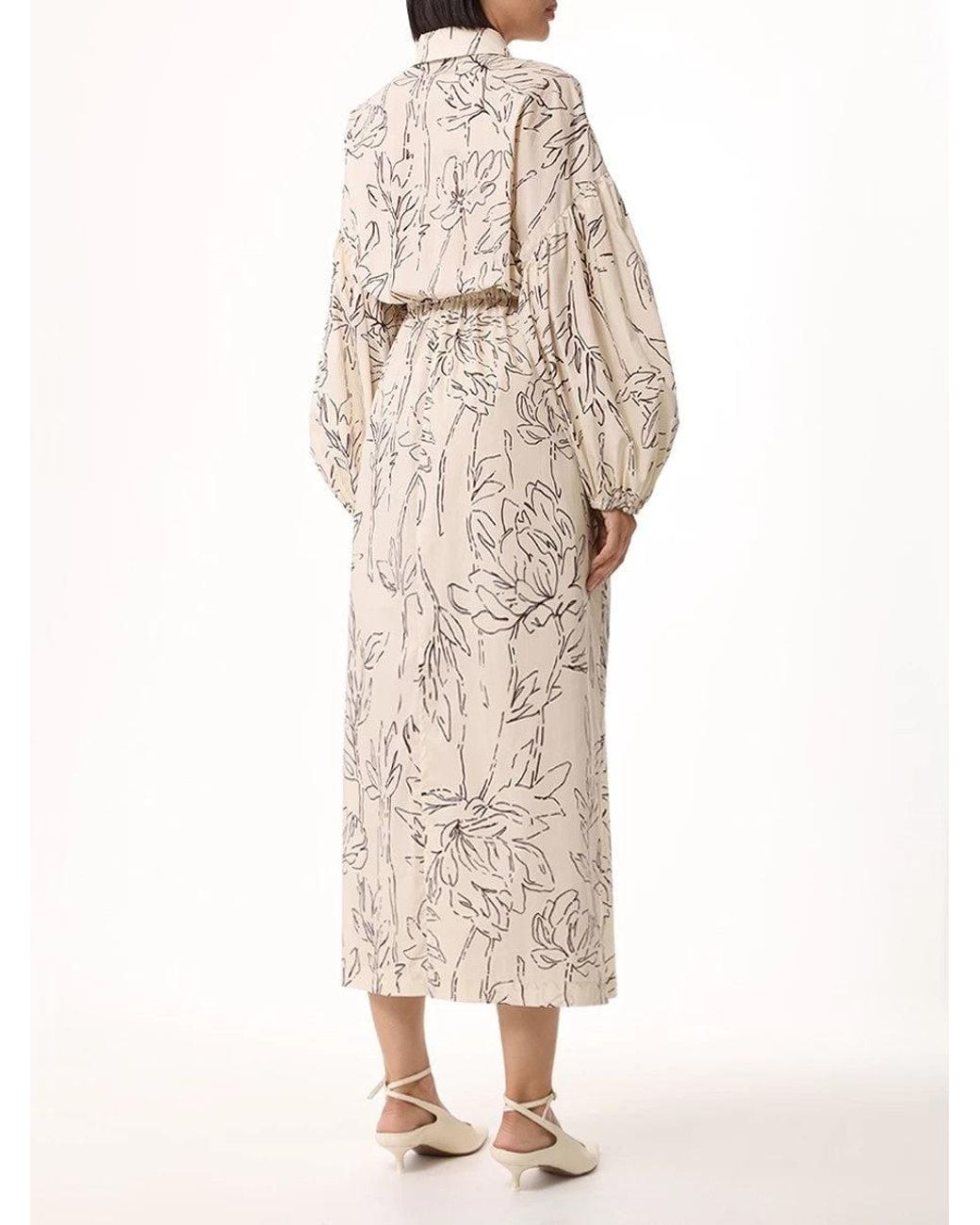 Brunello Cucinelli Natural Cream Floral Cotton Dress