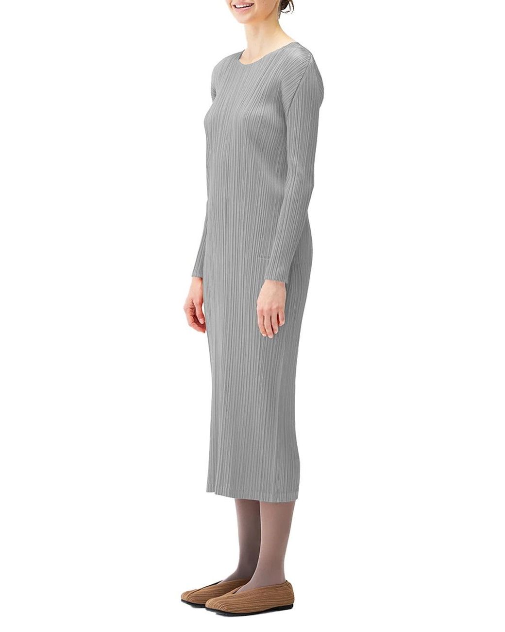 Issey Miyake Gray Pleats Please Dress L