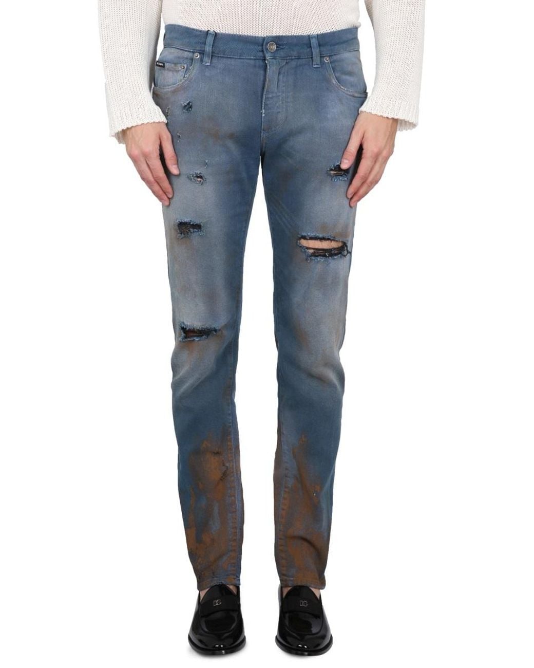 Dolce & Gabbana Blue Dolce & Gabbana Skinny Fit Cotton Jeans for men