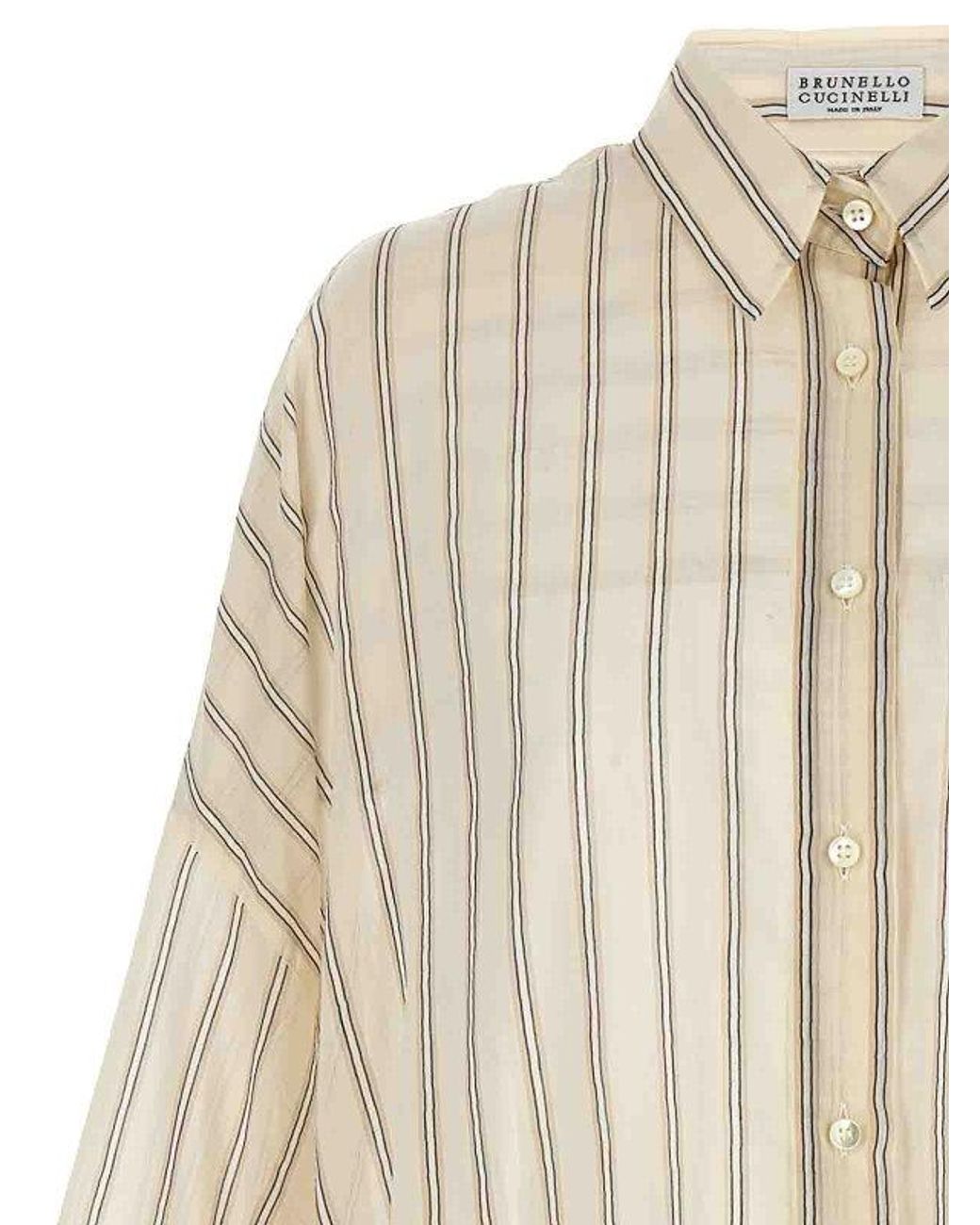 Brunello Cucinelli Natural Silk Blend Oversized Shirt