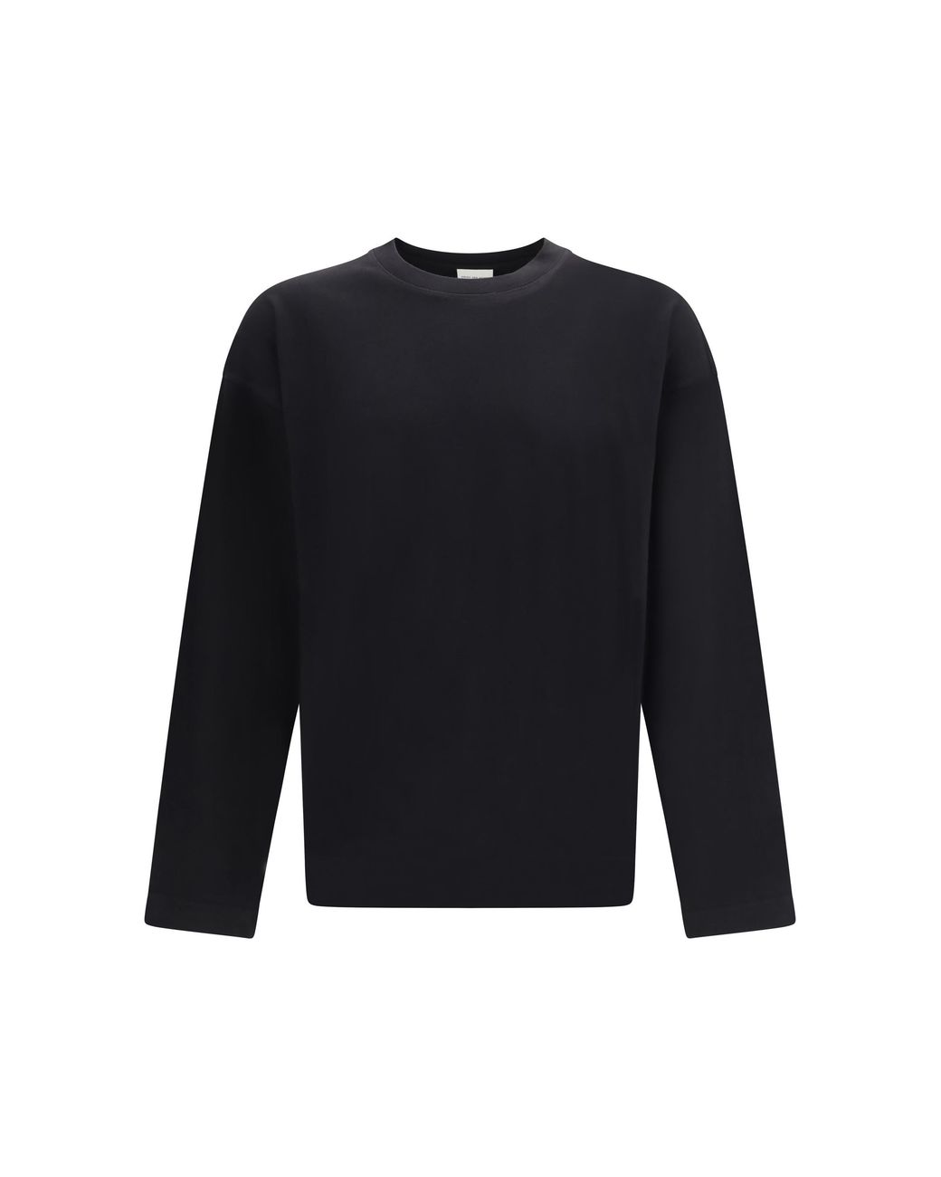 Dries Van Noten Black T-Shirt Crewneck Long-Sleeve Cotton T-Shirts for men