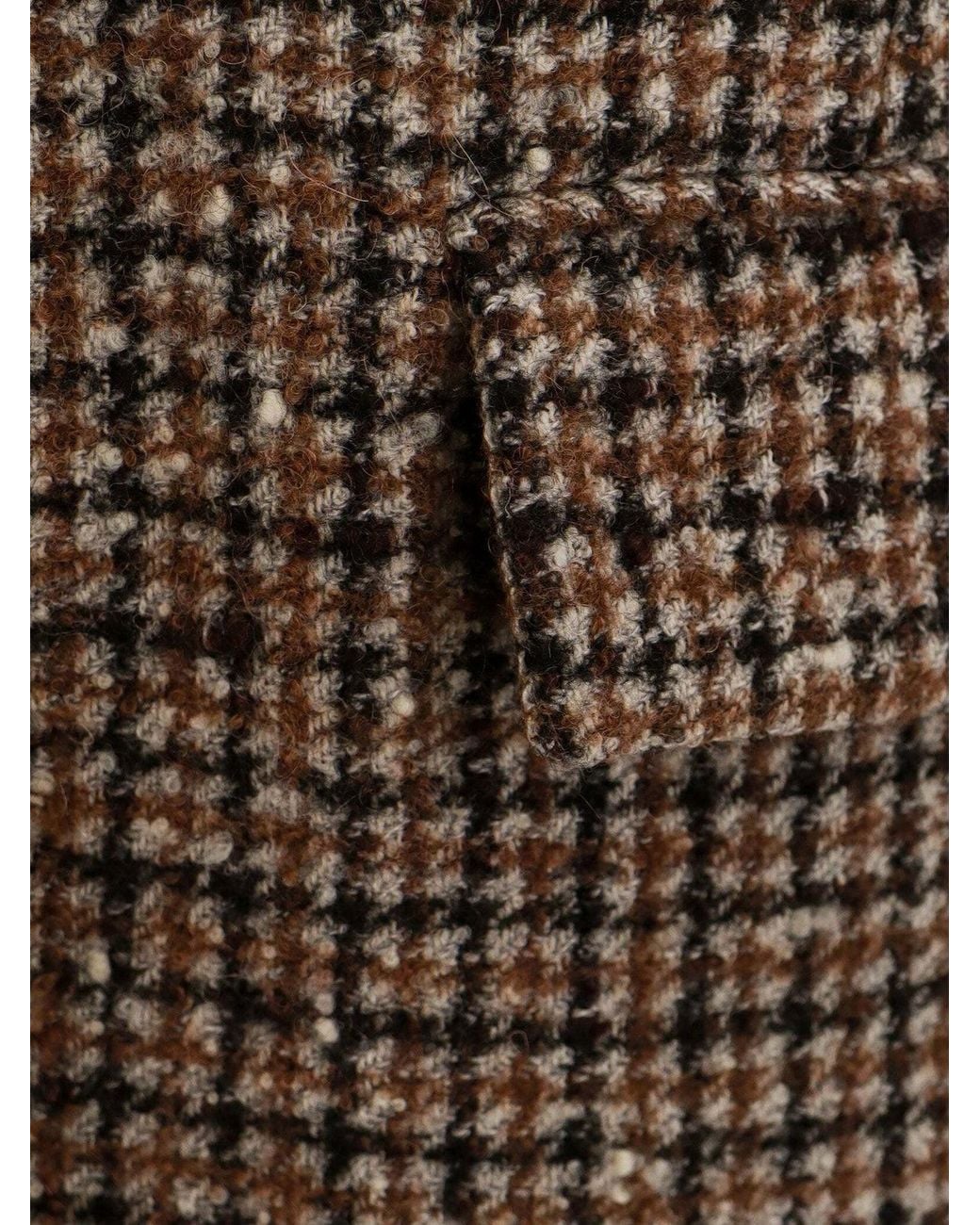 Brunello Cucinelli Brown Panama Tobacco Wool Blend Checked Jacket Clothing