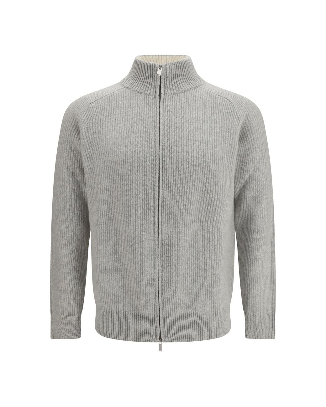 Lardini Gray Wool And Cashmere Zip Sweater for men