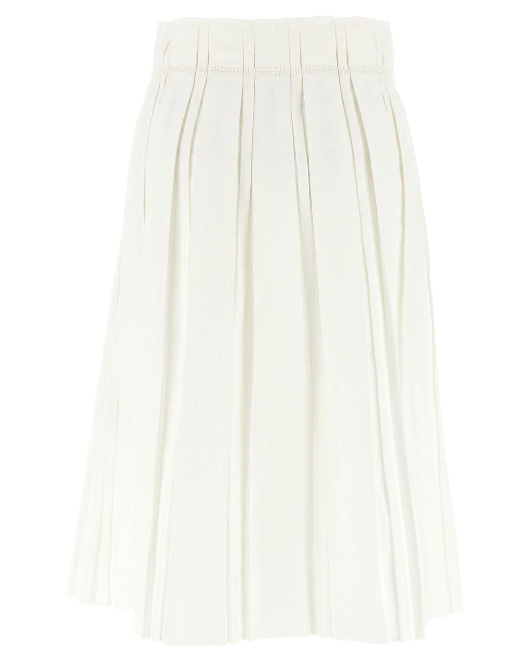 Jil Sander White Pleated Linen Skirt