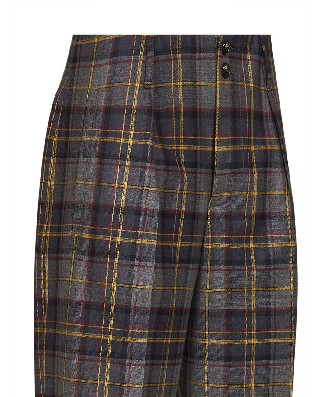 Etro Brown Check-Pattern Stretch Wool Trousers