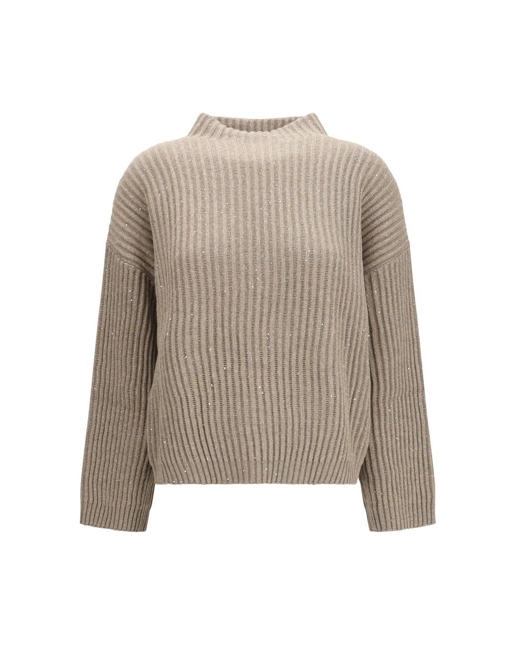 Brunello Cucinelli Natural Cashmere And Wool Turtleneck Sweater Merino (Ovis Aries)