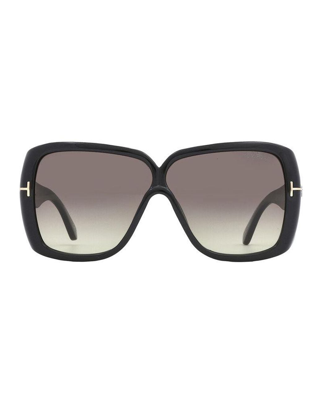 Tom Ford Black Sunglasses Square Full Rim, Shiny Frame And Gradient Smoke Lens Ft103701B