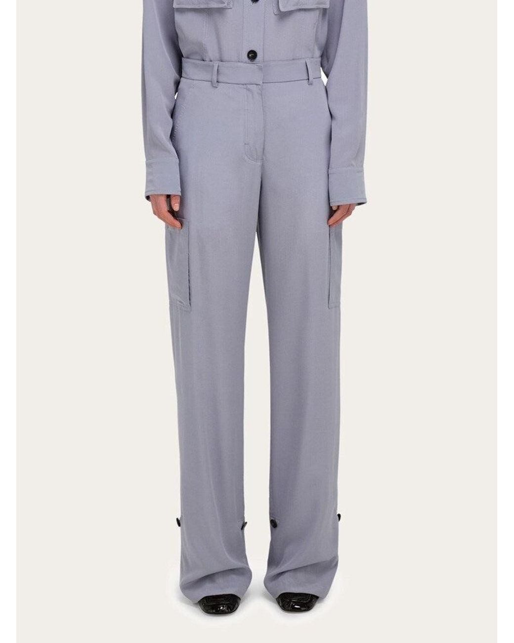 Ferragamo Gray Light Silk Trousers