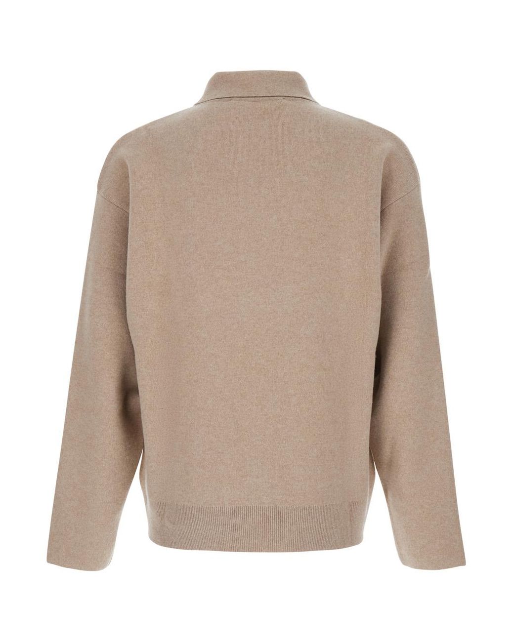 Jacquemus Natural Wool Sweater With Polo Collar for men