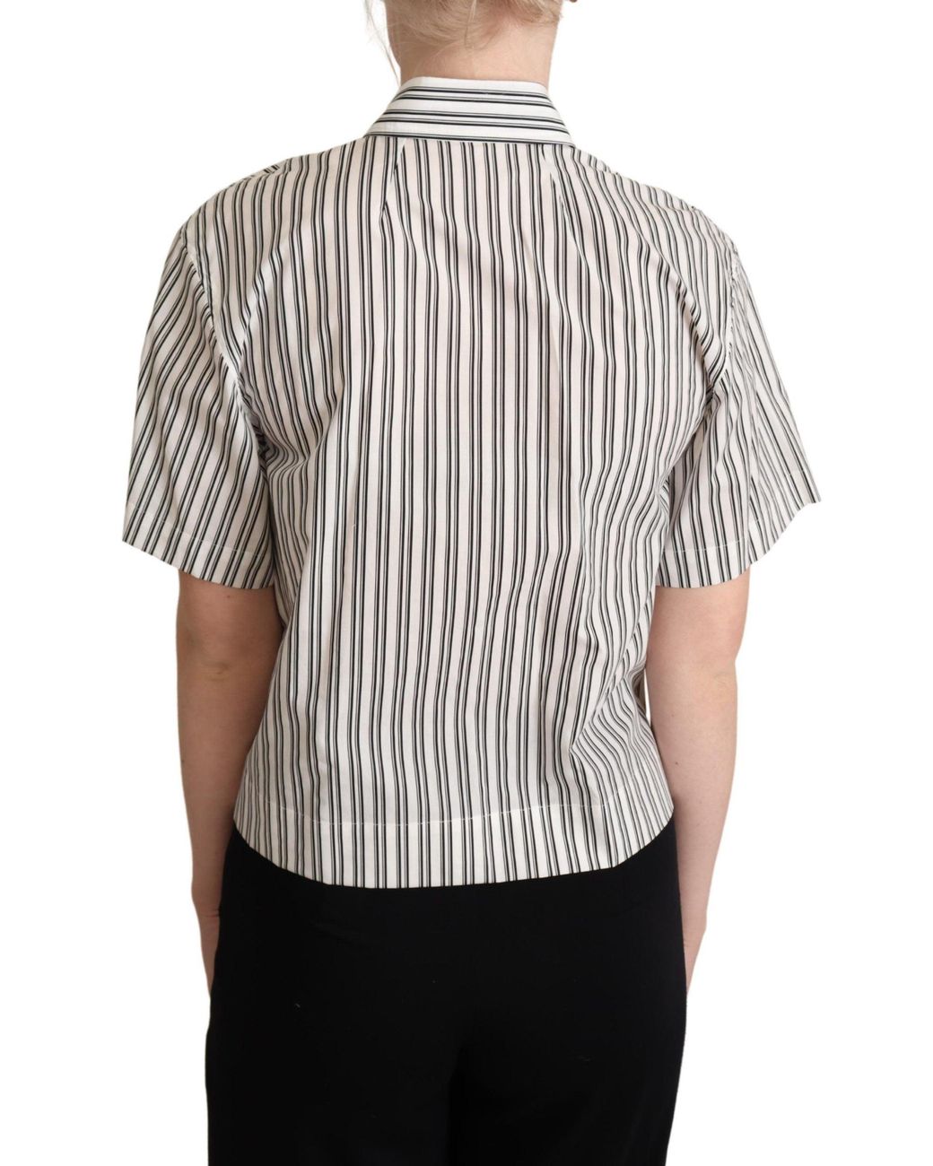 Dolce & Gabbana White Dolce & Gabbana Striped Cotton Shirt