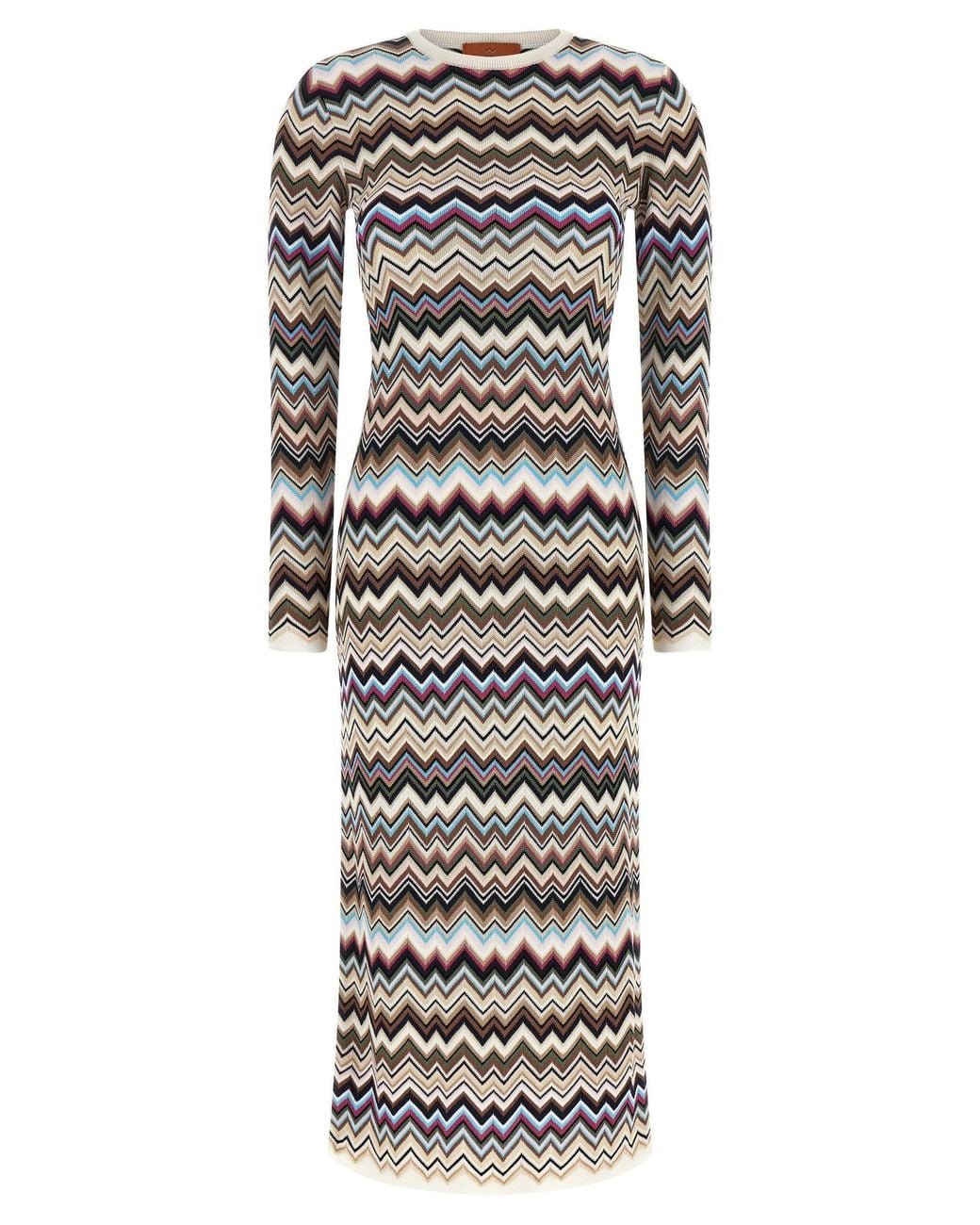 Missoni Zigzag Chevron Knit Dress in Gray | Lyst