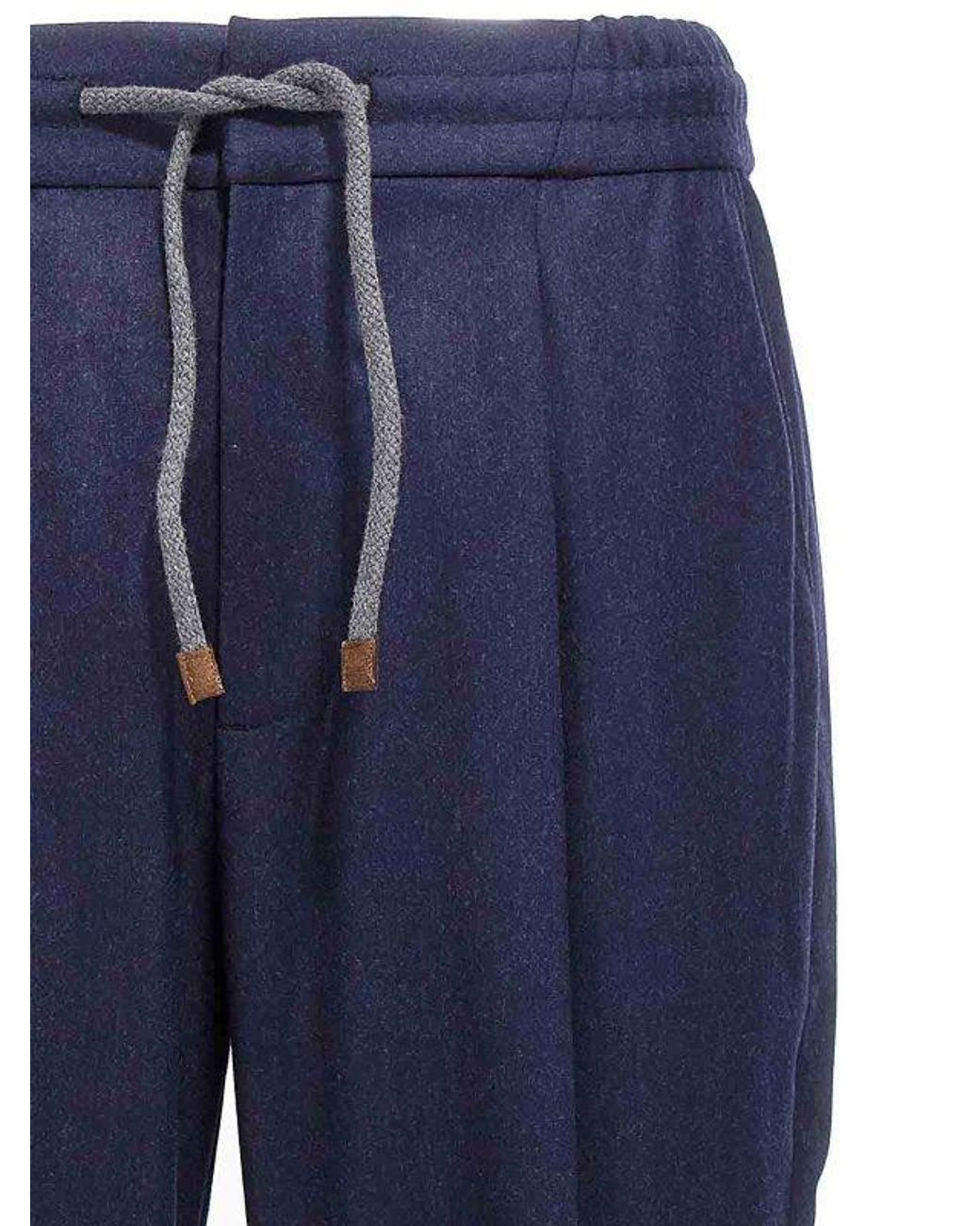 Brunello Cucinelli Blue Wool Casual Pants for men