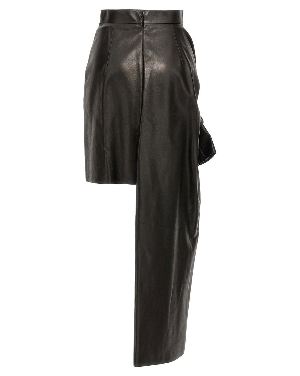 McQueen Black Maxi Bow Leather Skirt
