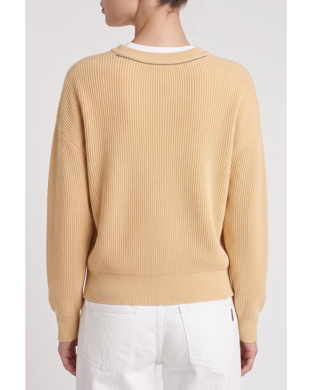 Brunello Cucinelli Natural Light Ribbed Sweater