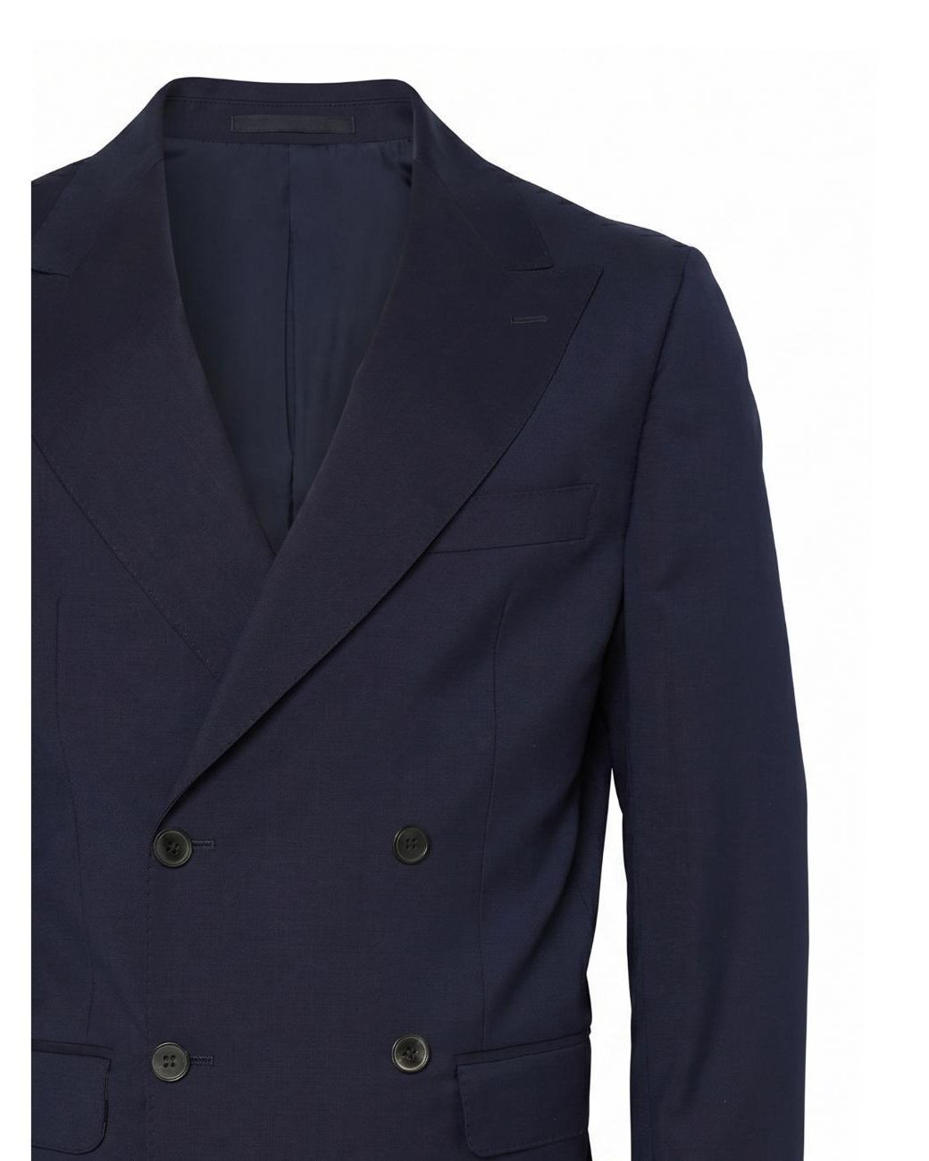 Low Brand Blue Regular-Fit Wool Double-Breasted Blazer With Peak Lapel And Central Back Slit for men