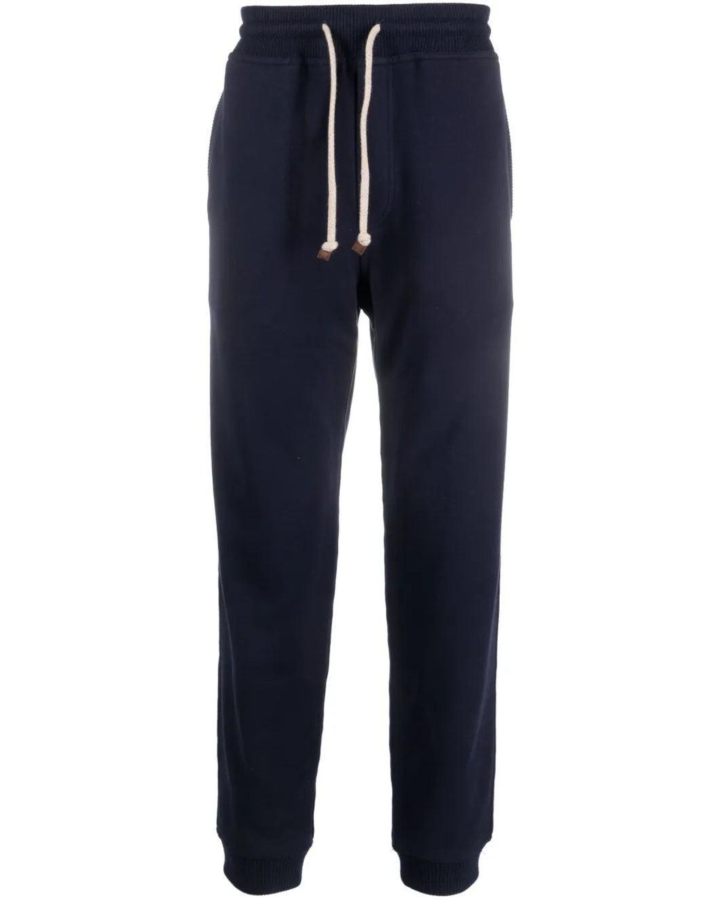 Brunello Cucinelli Blue Knit Drawstring Trousers for men