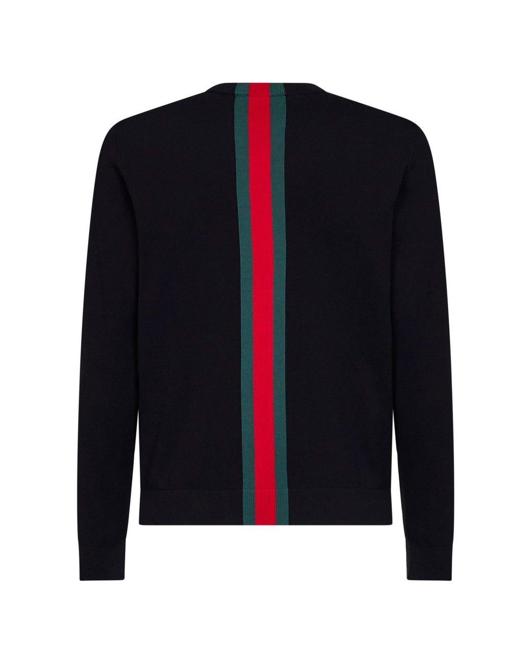 Gucci Blue Dark Cotton Knit Sweater With Web Intarsia for men
