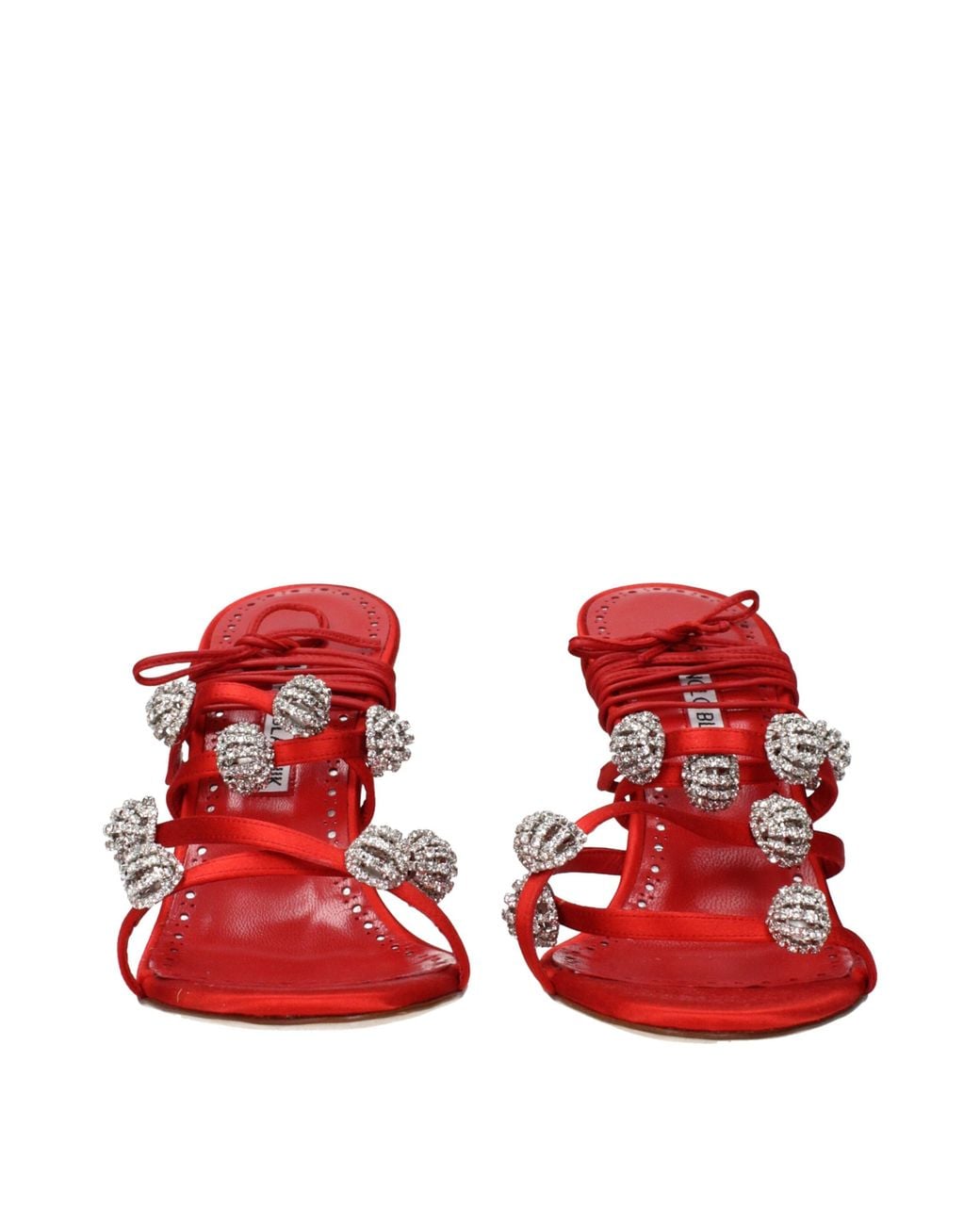 Manolo Blahnik Red Satin Sandals/Bright