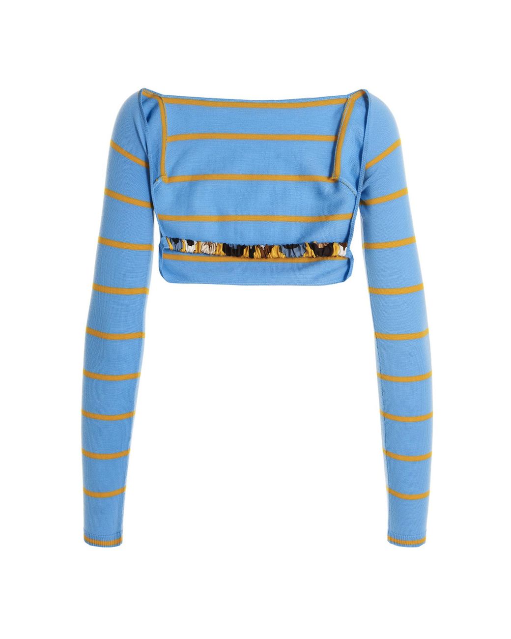 Emilio Pucci Blue Striped Wool Cut-Out Crop Sweater