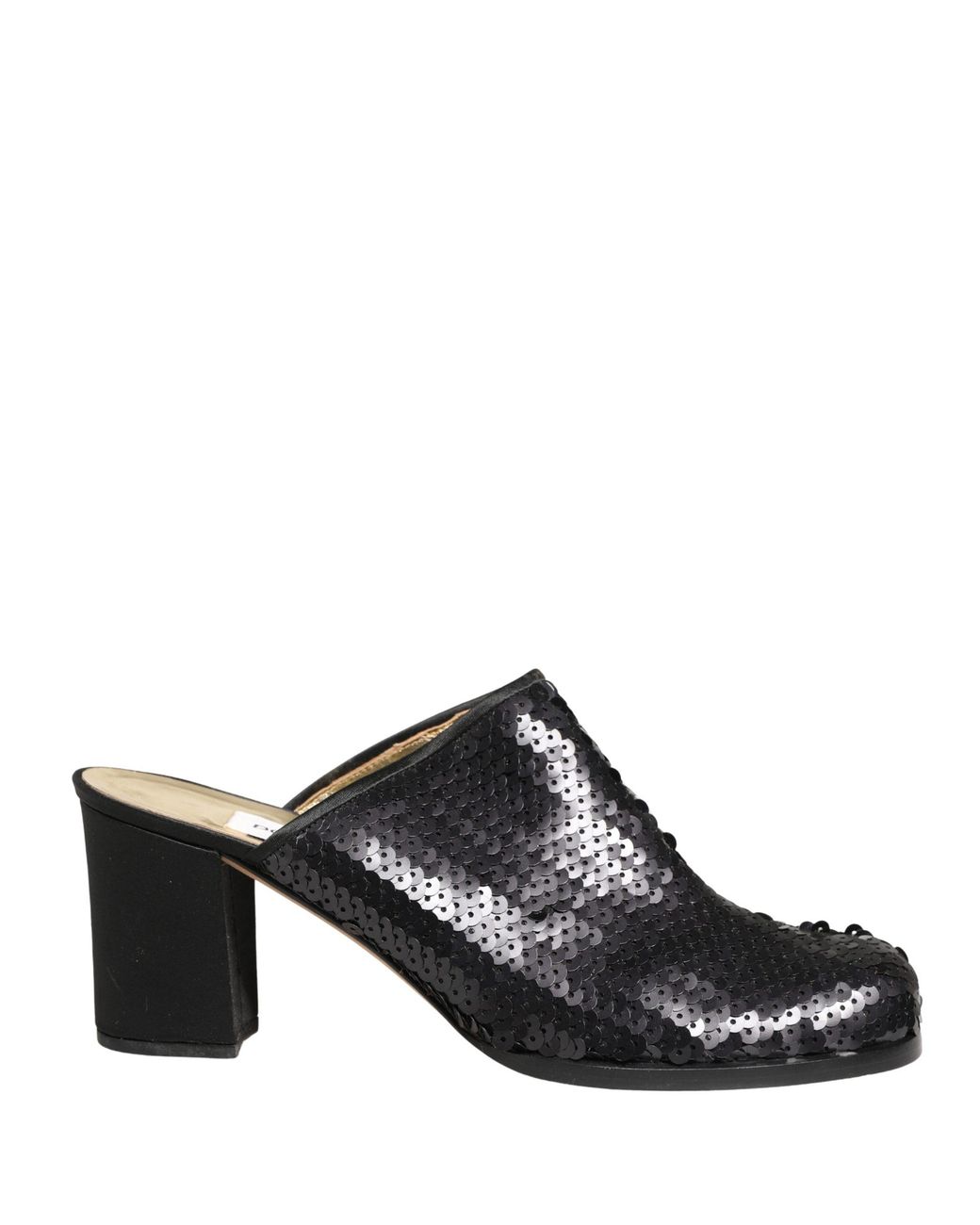 Dolce & Gabbana Black Sequined Mules Shoes Leather