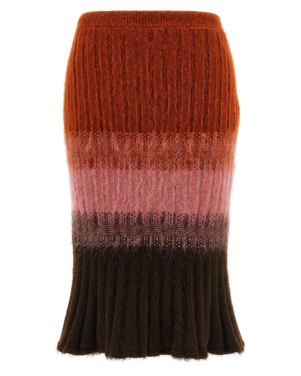 Fendi Red Wool And Mohair Ombré Skirt