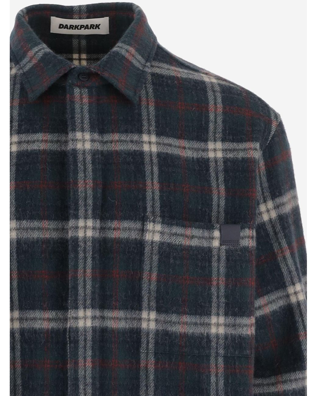 DARKPARK Blue Shirt Wool-Blend Check for men
