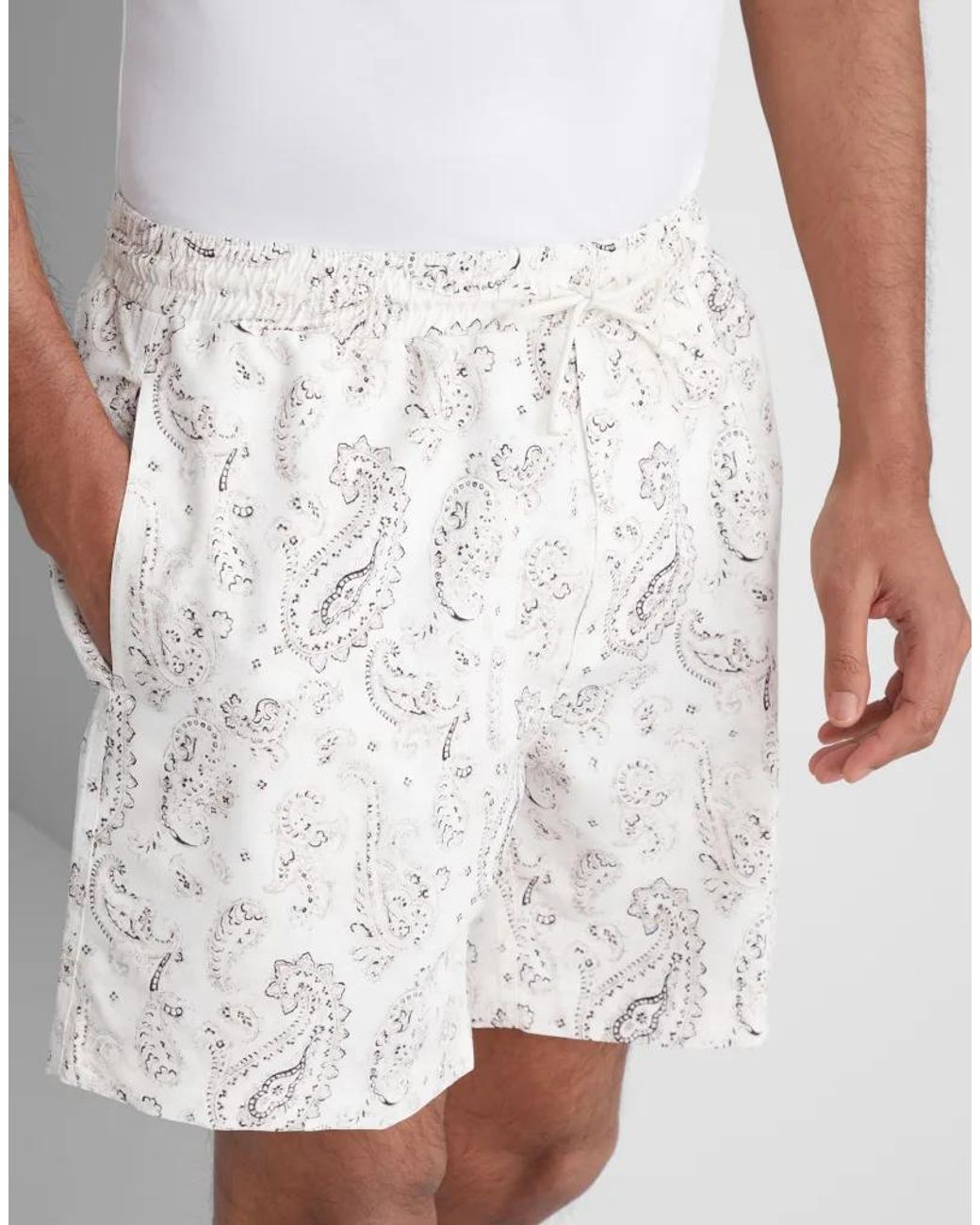 Brunello Cucinelli White Bicolor Polyester Shorts for men