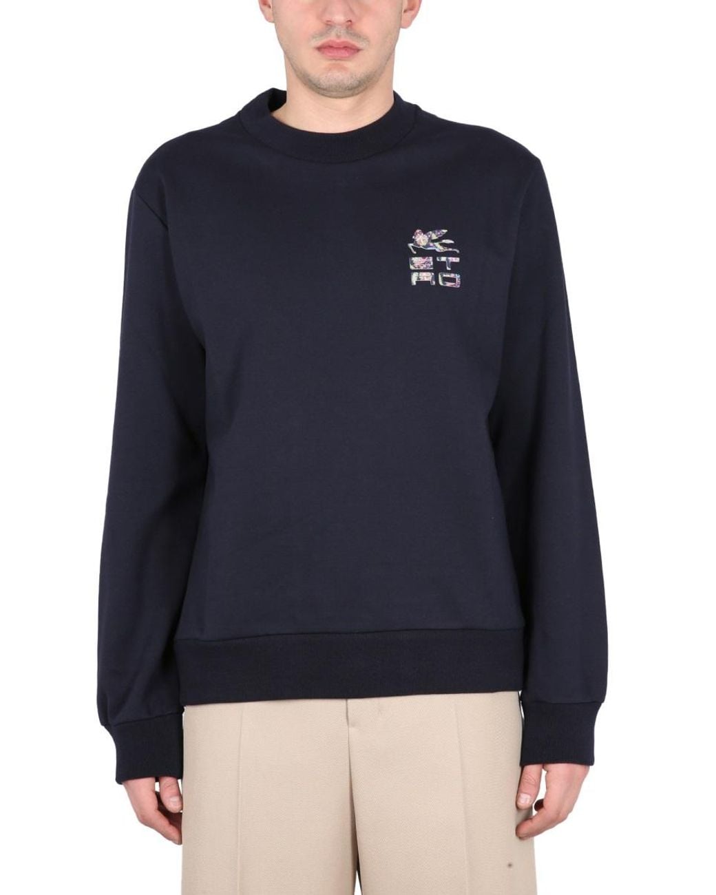 Etro Blue Crewneck Sweatshirt Cotton Polyester Sweatshirts for men