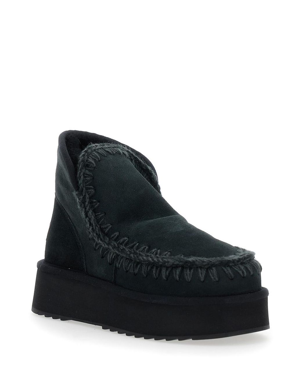 Mou Black Ankle Boots With Braided Detail