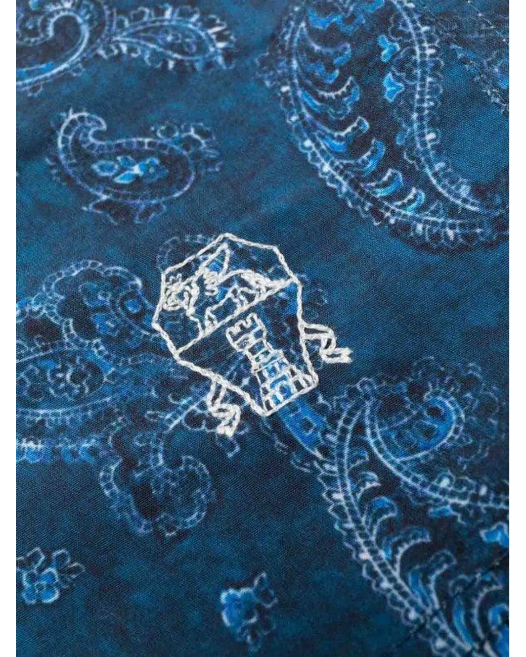 Brunello Cucinelli Blue Paisley Drawstring Shorts for men
