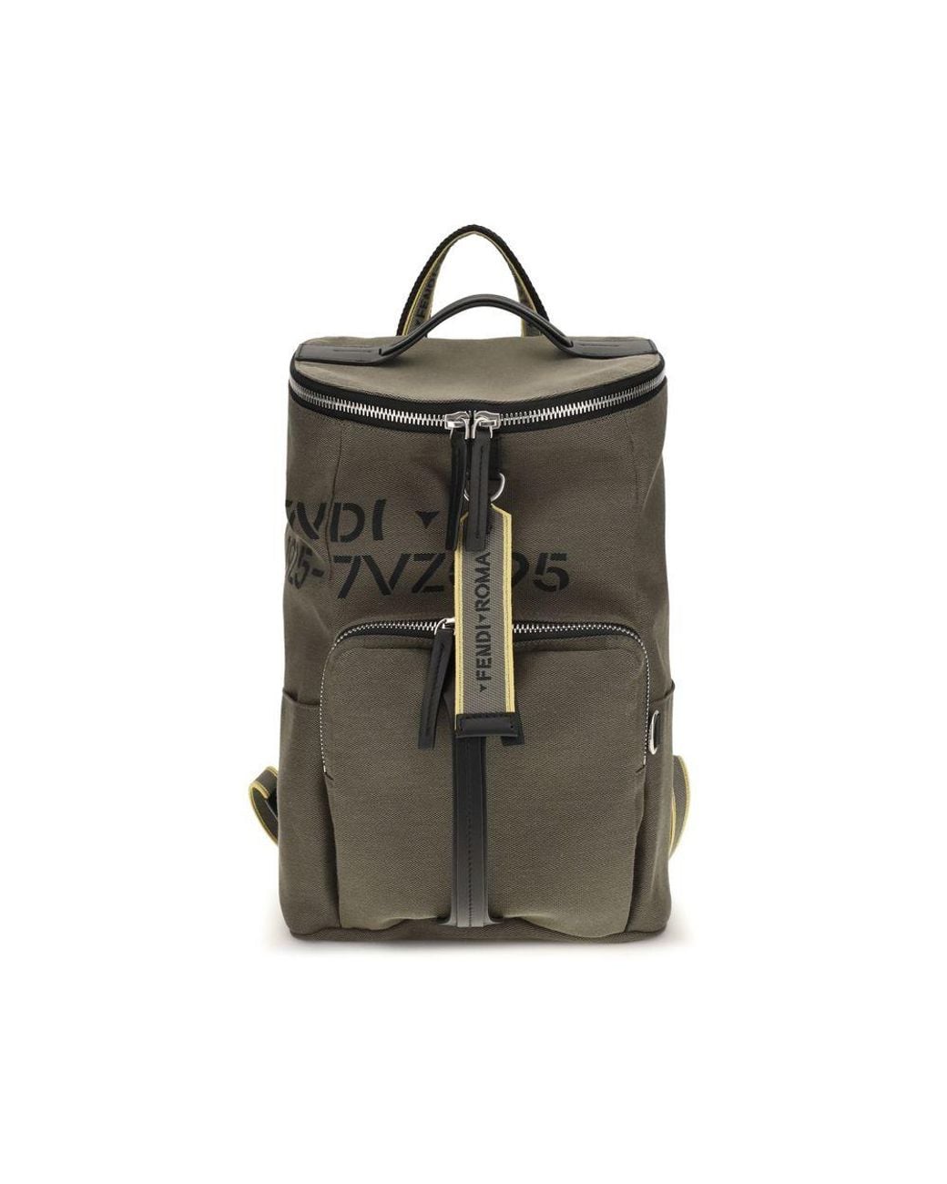 Fendi Gray Cotton Backpack for men