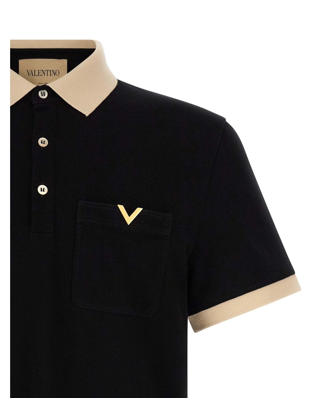 Valentino Garavani Black Cotton Polo Shirt for men