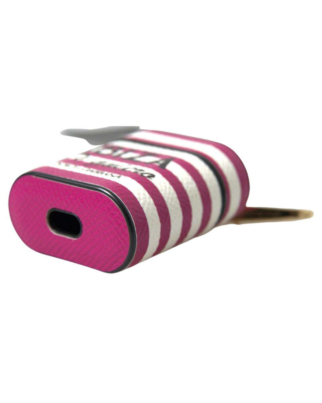 Dolce & Gabbana Pink Fuchsia Dauphine Leather Logo Airpods Case Accessory