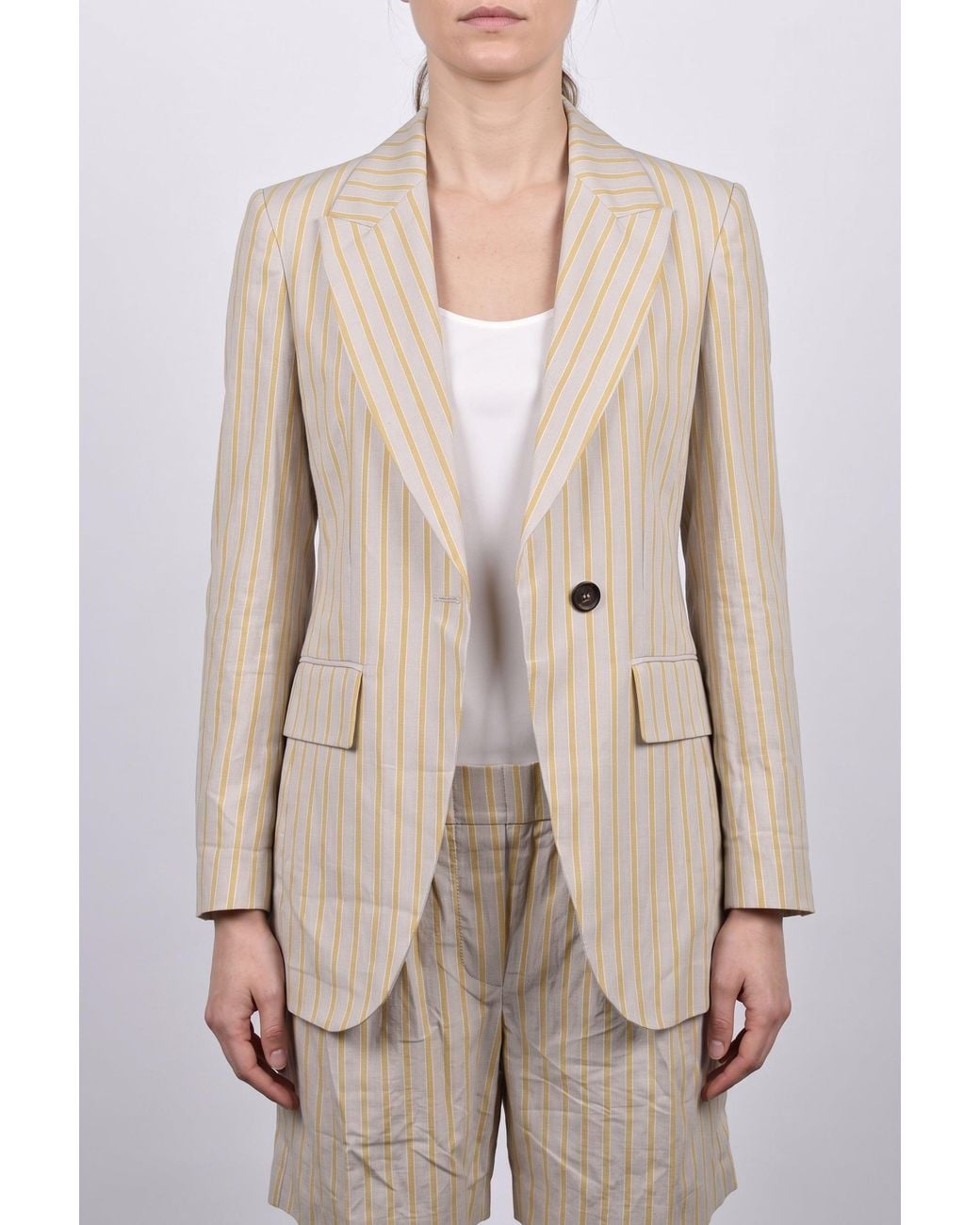 Brunello Cucinelli Natural Striped Linen Suit