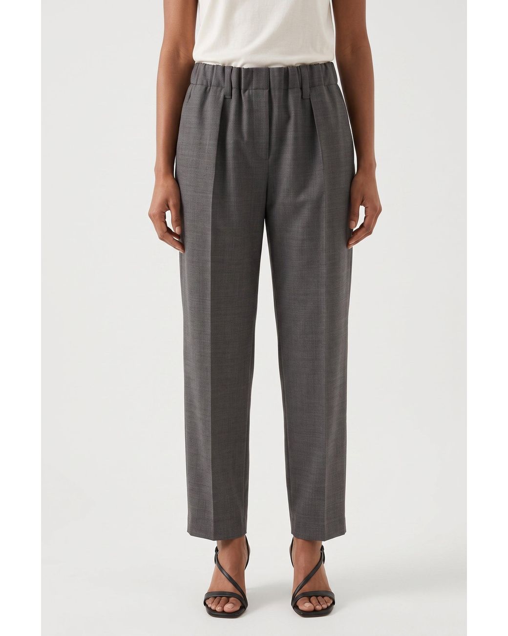 Brunello Cucinelli Gray Wool Relaxed Trousers