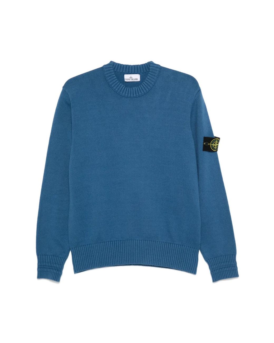 Stone Island Blue Compass Logo Patch Sweater for men