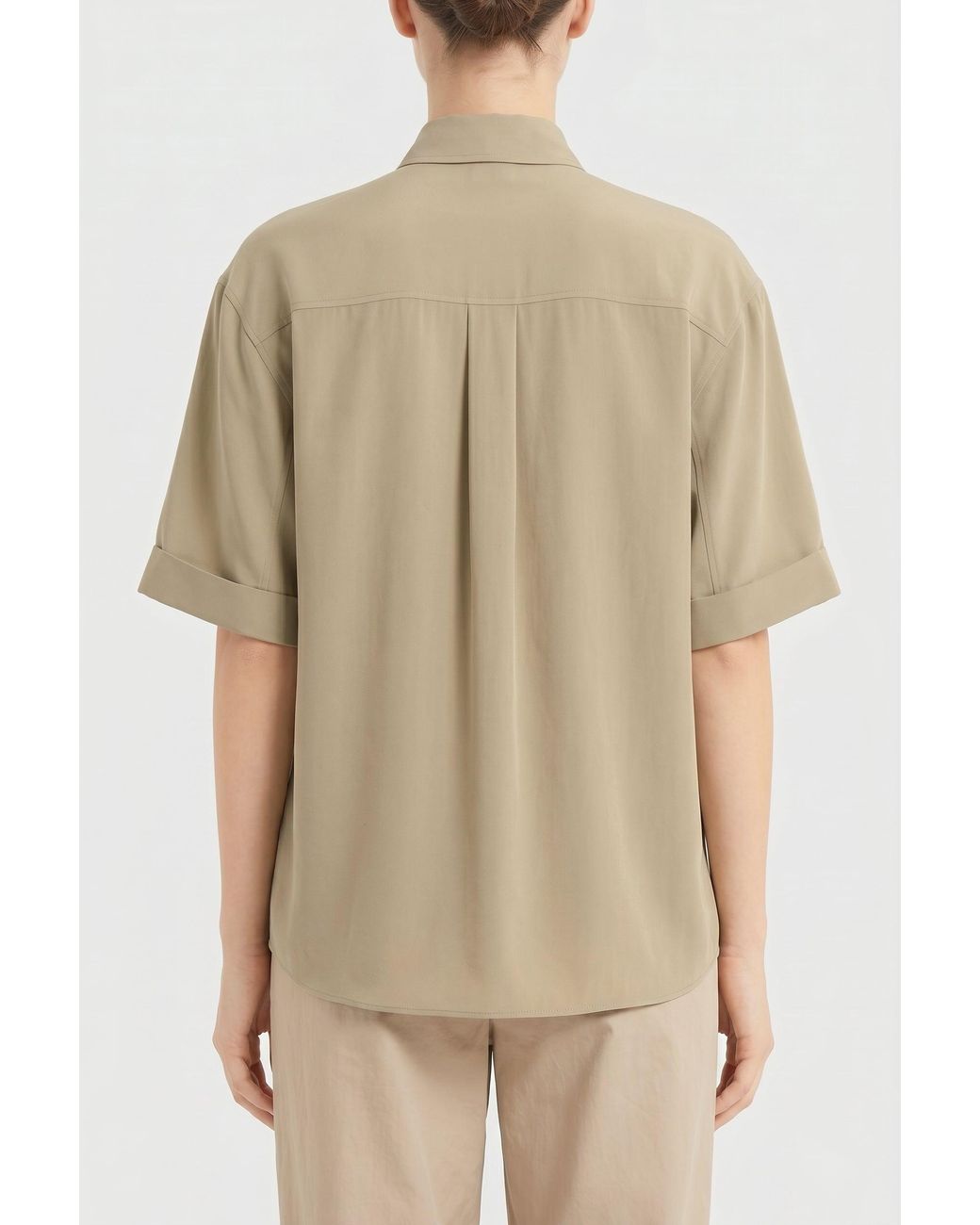 Brunello Cucinelli Natural Light Khaki Silk Shirt
