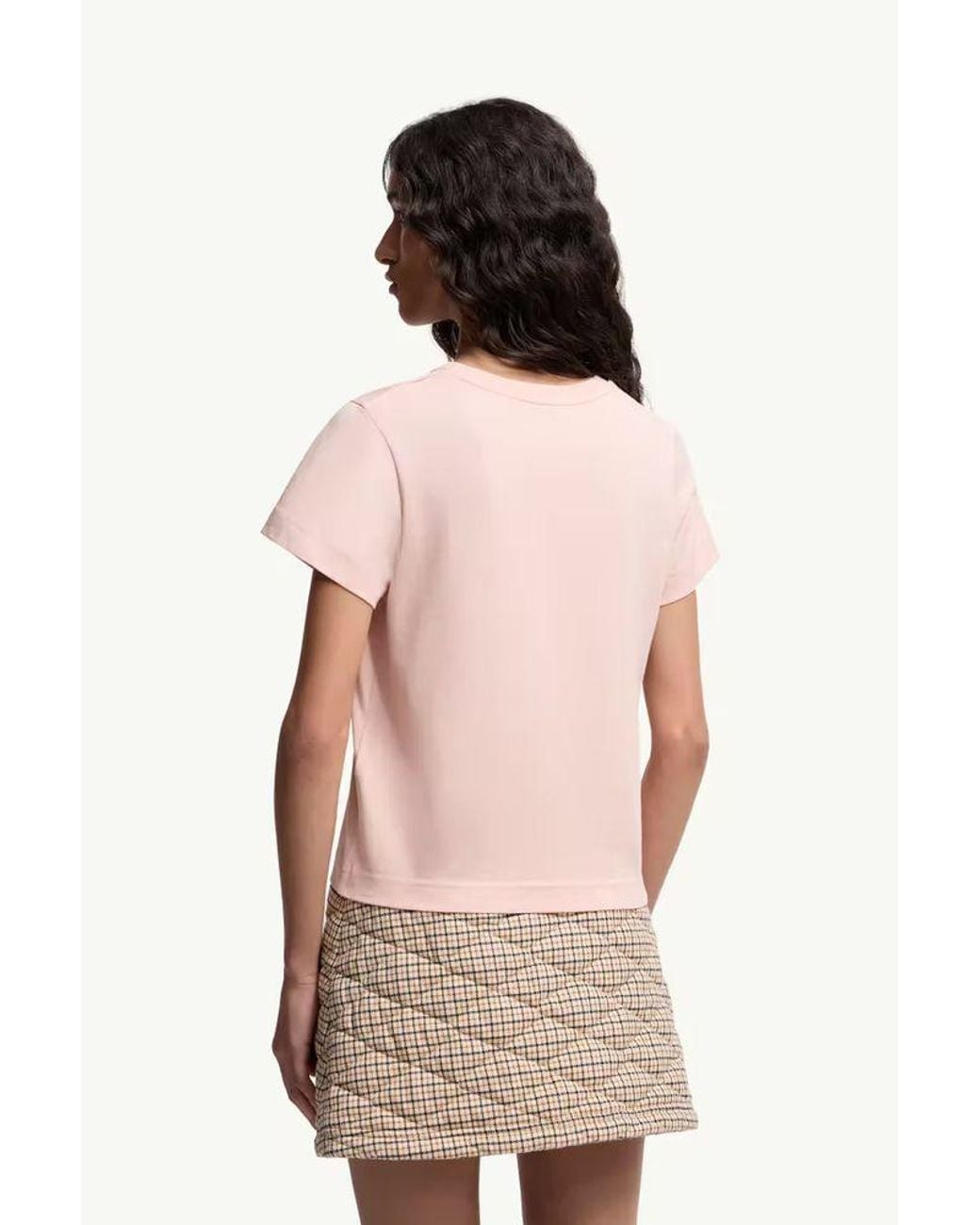 Moncler Pink Moncler Heart Logo-Embroidered Cotton T-Shirt