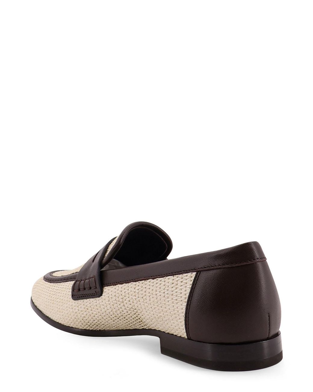 Brunello Cucinelli White Raffia And Leather Loafers